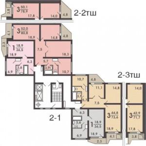 планировки дома П44Т 2-1